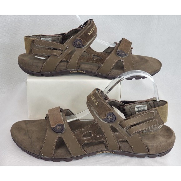 Merrell Shoes Merrell Performance Comfort Canteen Brown Leather J2411c Mens Sandals Size 14